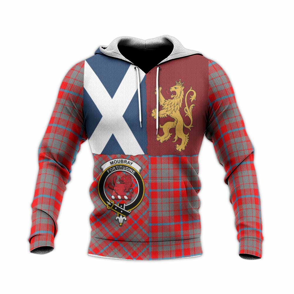 Moubray Crest Tartan Knitted Hoodie with Lion Rampant Saltire Style