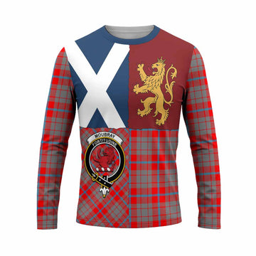 Moubray Crest Tartan Long Sleeve T-Shirt with Lion Rampant Saltire Style