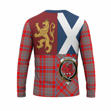 Moubray Crest Tartan Long Sleeve T-Shirt with Lion Rampant Saltire Style