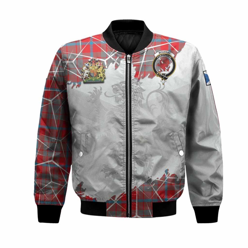 Moubray Tartan Bomber Jacket with Family Crest and Lion Rampant Grunge Style
