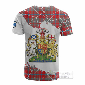 Moubray Tartan Cotton T-shirt with Family Crest and Lion Rampant Grunge Style
