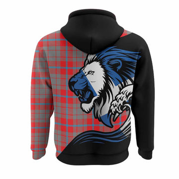 Moubray Tartan Crest Hoodie Scottish Golden Lions Wave Flow