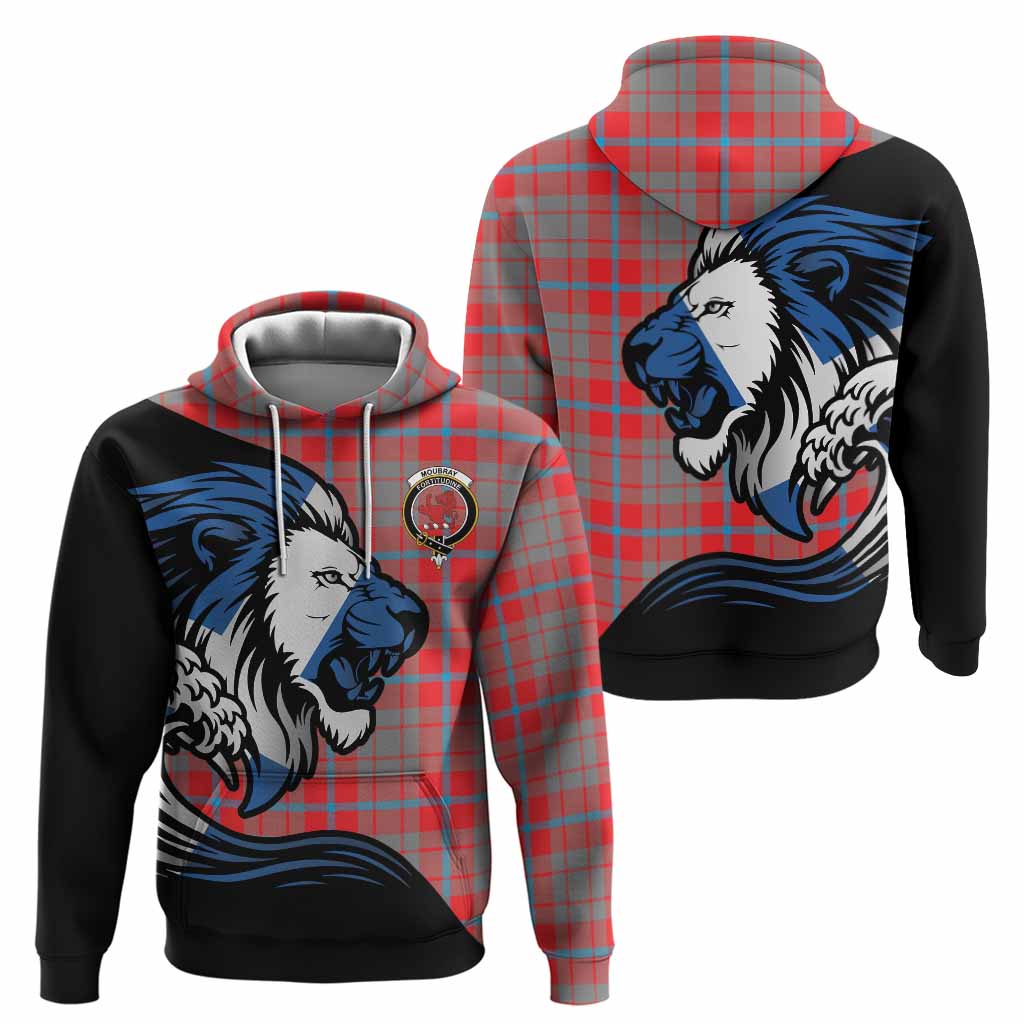 Moubray Tartan Crest Hoodie Scottish Golden Lions Wave Flow