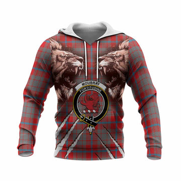 Moubray Tartan Crest Knitted Hoodie Ferocious Lion Style
