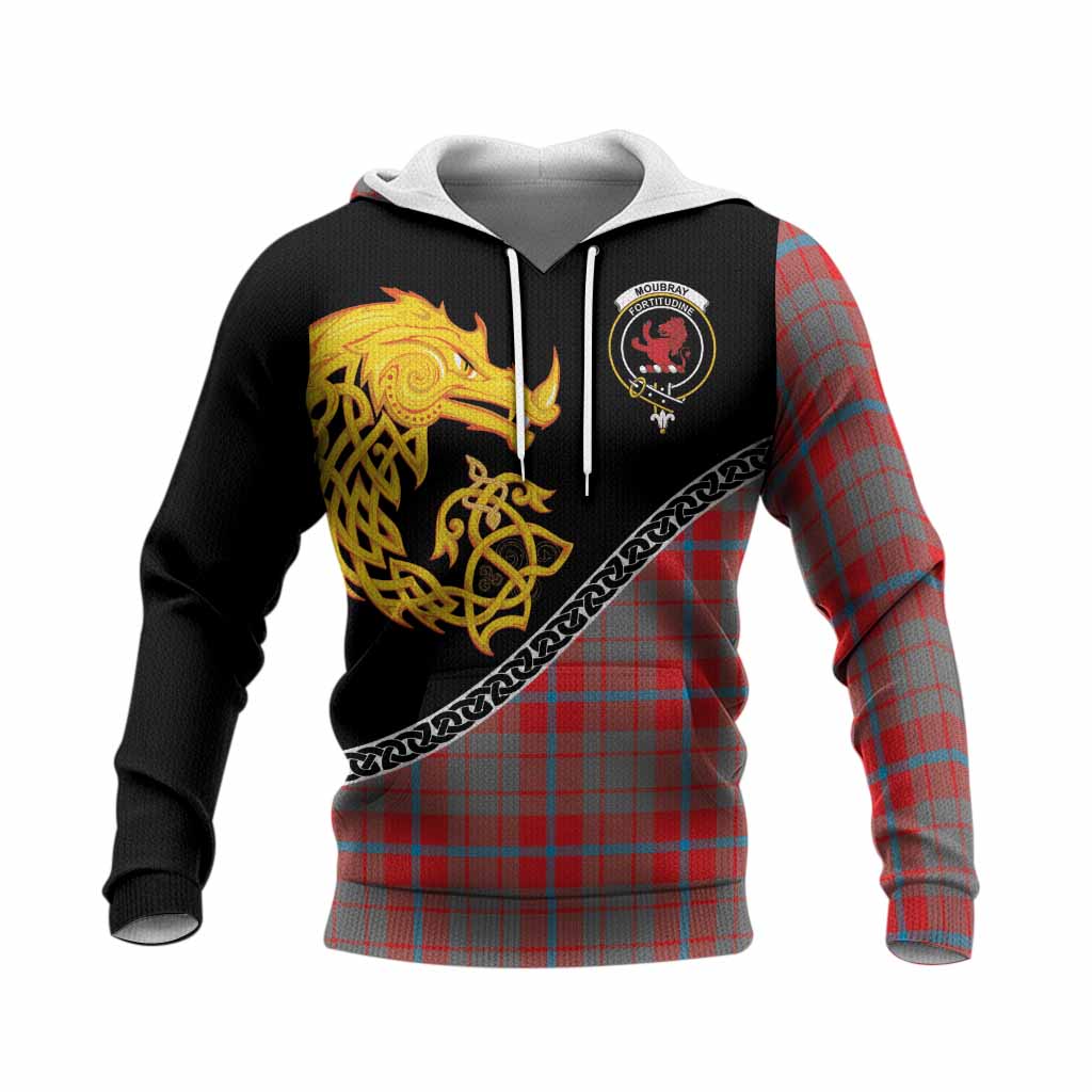 Moubray Tartan Crest Knitted Hoodie Legendary Dragon Knot Half Style