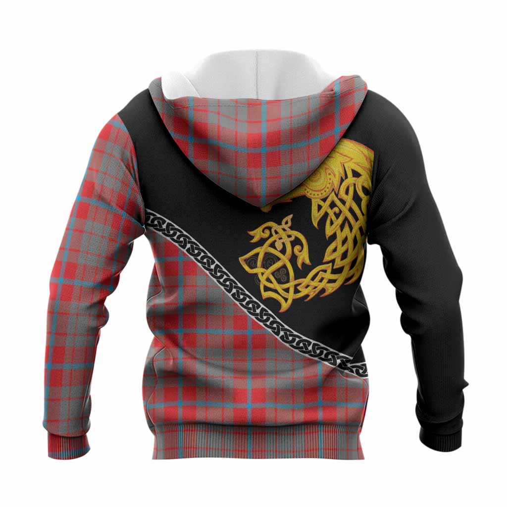 Moubray Tartan Crest Knitted Hoodie Legendary Dragon Knot Half Style