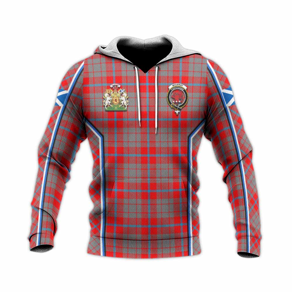 Moubray Tartan Crest Knitted Hoodie Scotland Coat of Arm Flag Style - Tartan Vibes Clothing
