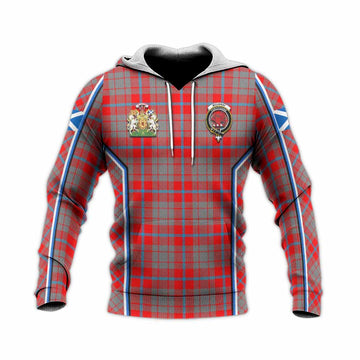 Moubray Tartan Crest Knitted Hoodie Scotland Coat of Arm Flag Style - Tartan Vibes Clothing