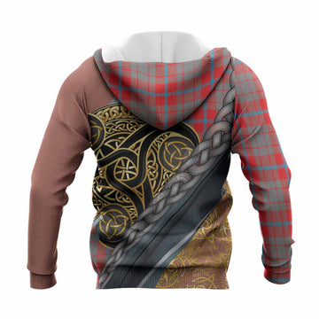 Moubray Tartan Crest Knitted Hoodie Scottish Triskele Celtic