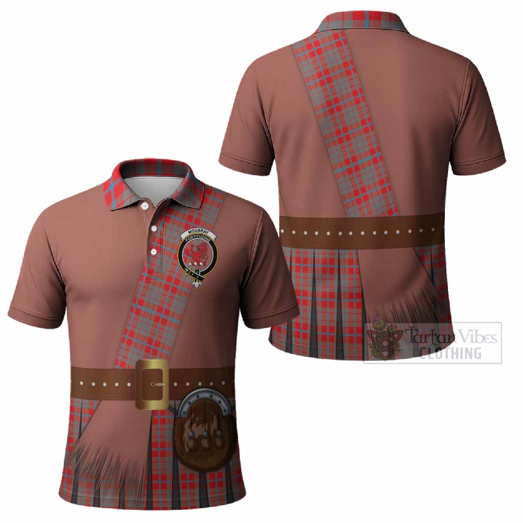 Moubray Tartan Crest Polo Shirt Kilt Costume Style