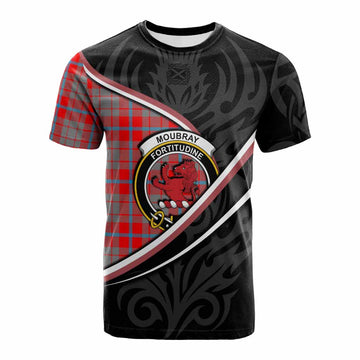 Moubray Tartan Family Crest Cotton T-shirt Celtic Scottish Thistle Floral