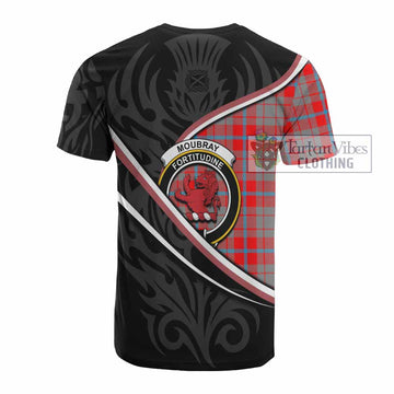 Moubray Tartan Family Crest Cotton T-shirt Celtic Scottish Thistle Floral