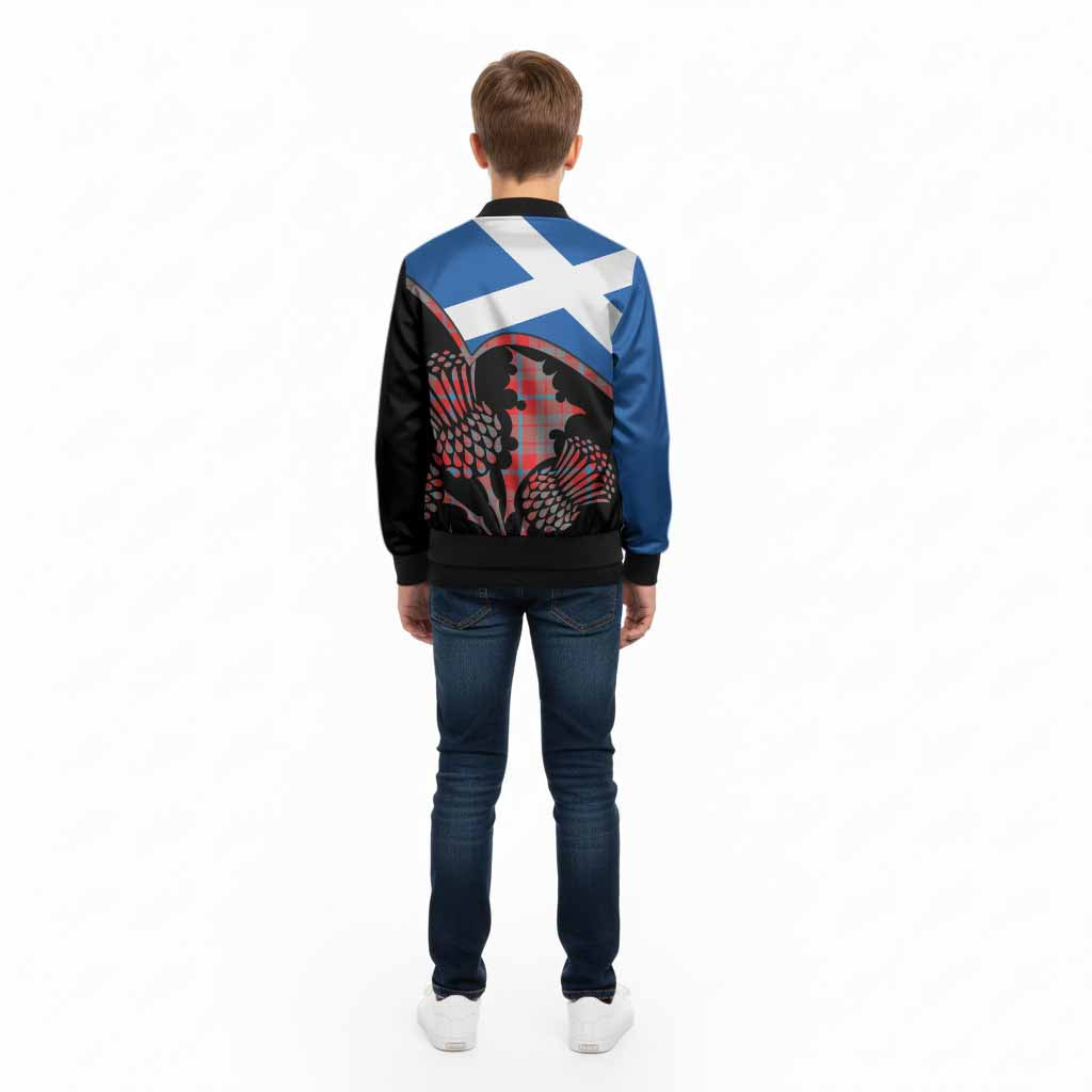 Moubray Tartan Family Crest Kid Bomber Jacket Scotland Thistle Floral Flag Style