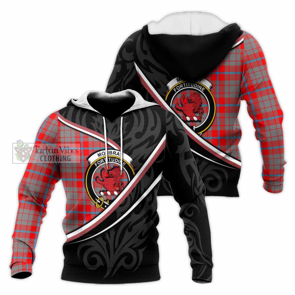 Moubray Tartan Family Crest Knitted Hoodie Celtic Scottish Thistle Floral - Tartan Vibes Clothing