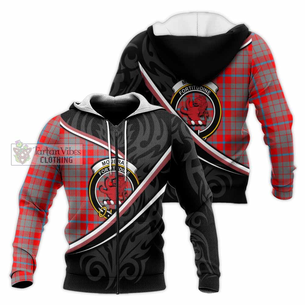 Moubray Tartan Family Crest Knitted Hoodie Celtic Scottish Thistle Floral - Tartan Vibes Clothing