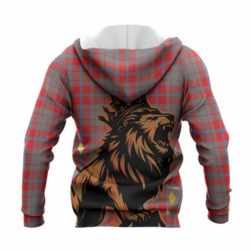 Moubray Tartan Family Crest Knitted Hoodie Crowned Lion Roaring