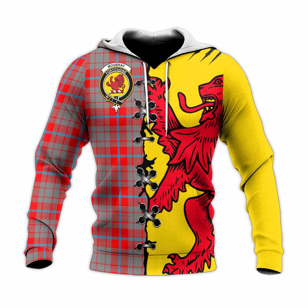 Moubray Tartan Family Crest Knitted Hoodie Lion Rampant Honor - Tartan Vibes Clothing