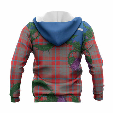 Moubray Tartan Family Crest Knitted Hoodie Thistle in Minimalism