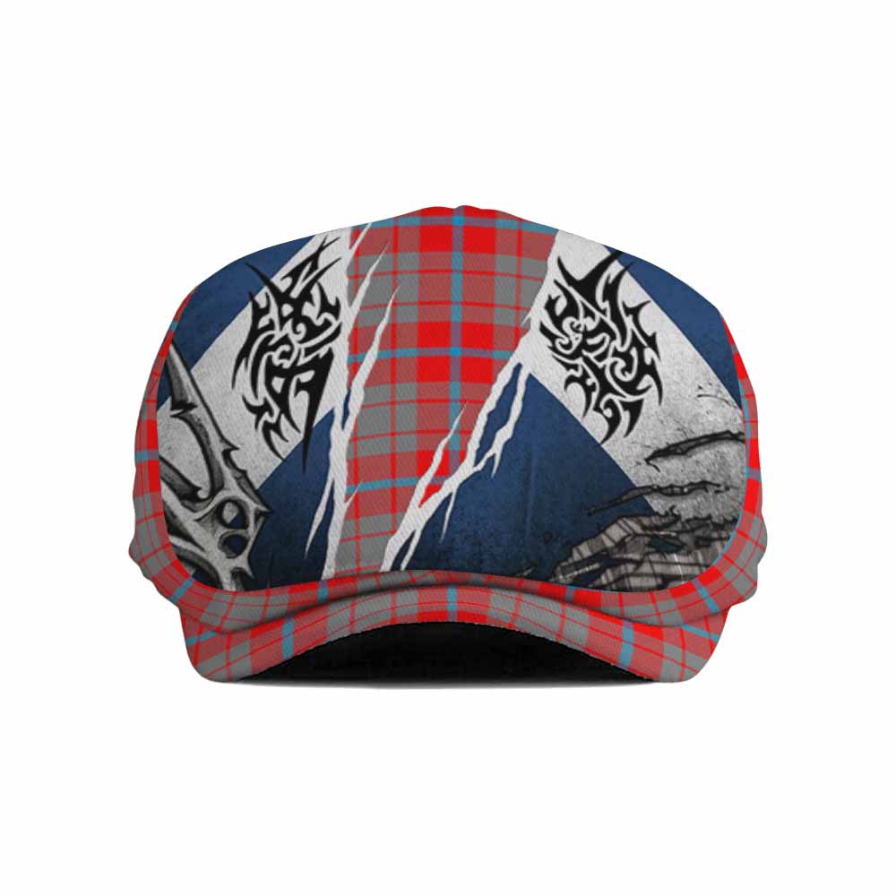 Moubray Tartan Flat Cap, Jeff Cap Scotland Flag Ripped Tribal Design