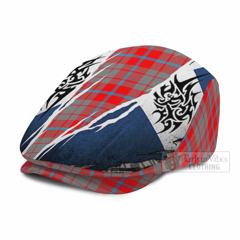 Moubray Tartan Flat Cap, Jeff Cap Scotland Flag Ripped Tribal Design