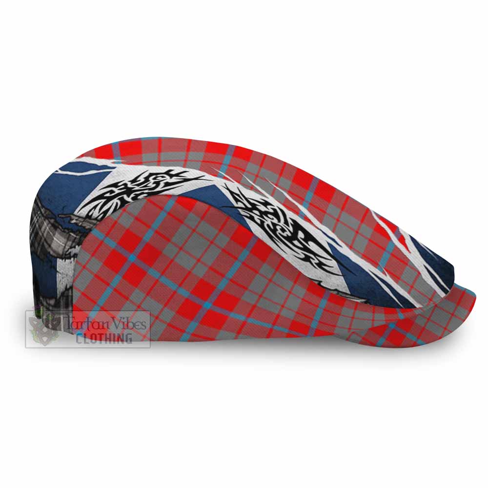 Moubray Tartan Flat Cap, Jeff Cap Scotland Flag Ripped Tribal Design