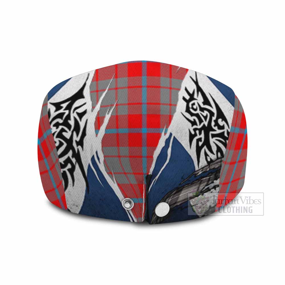 Moubray Tartan Flat Cap, Jeff Cap Scotland Flag Ripped Tribal Design