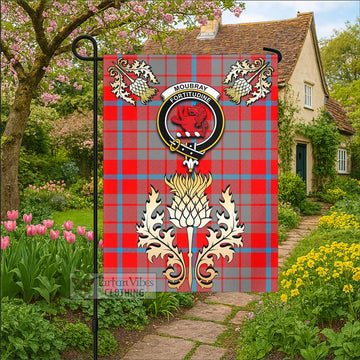 Moubray Tartan Garden Flag with Golden Regal Scottish Thistle Emblem - Tartan Vibes Clothing