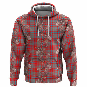 Moubray Tartan Hoodie Seamless Scottish Thistle Flowers