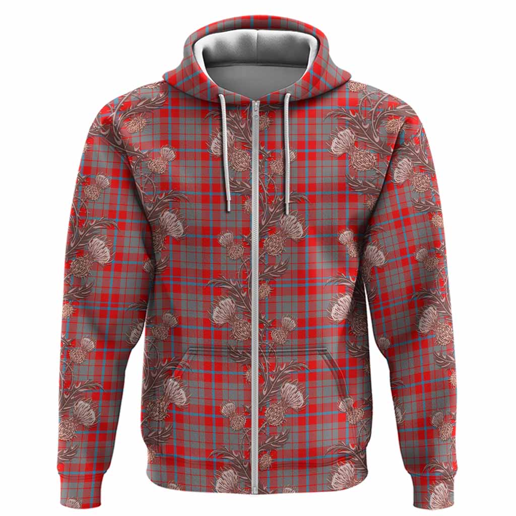 Moubray Tartan Hoodie Seamless Scottish Thistle Flowers