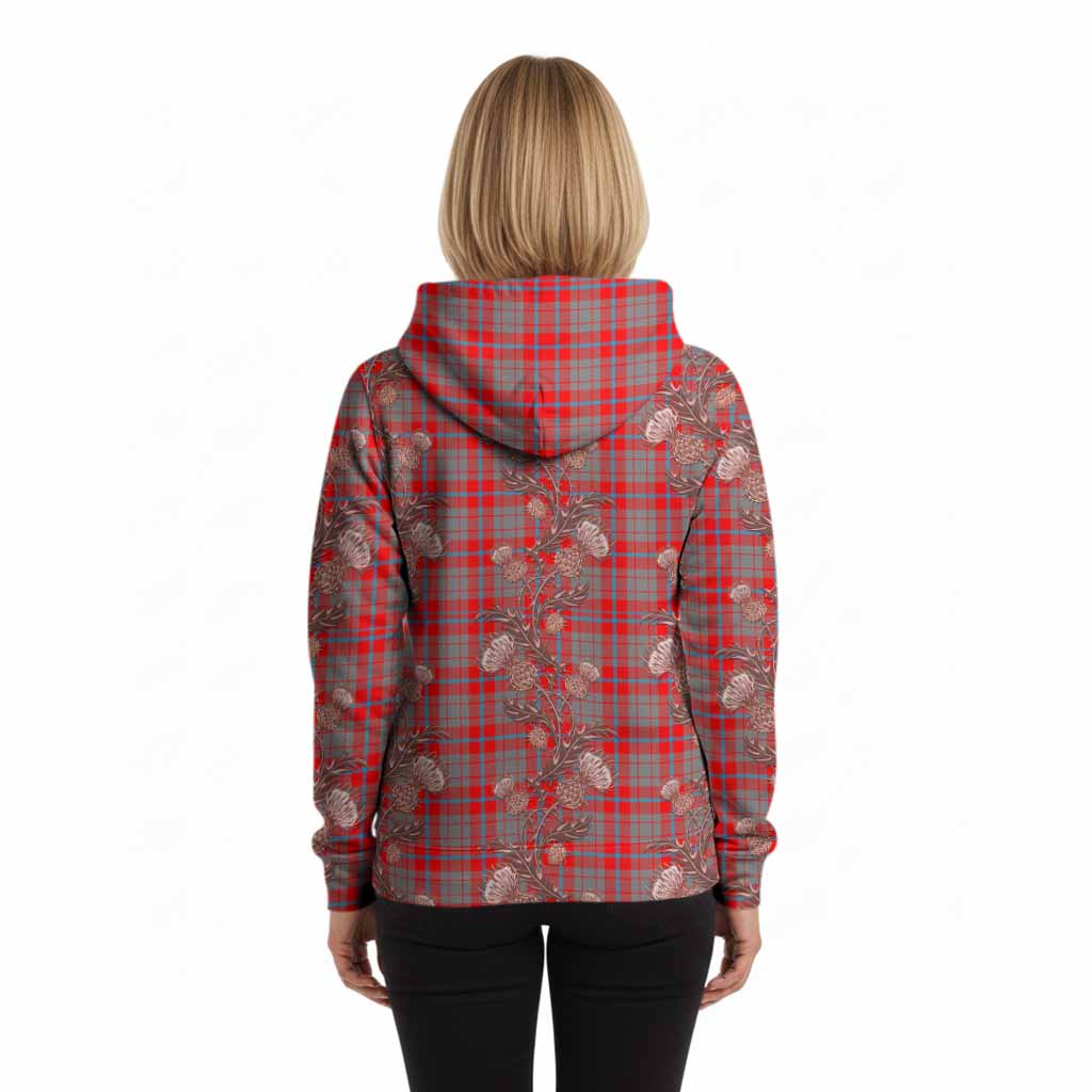 Moubray Tartan Hoodie Seamless Scottish Thistle Flowers
