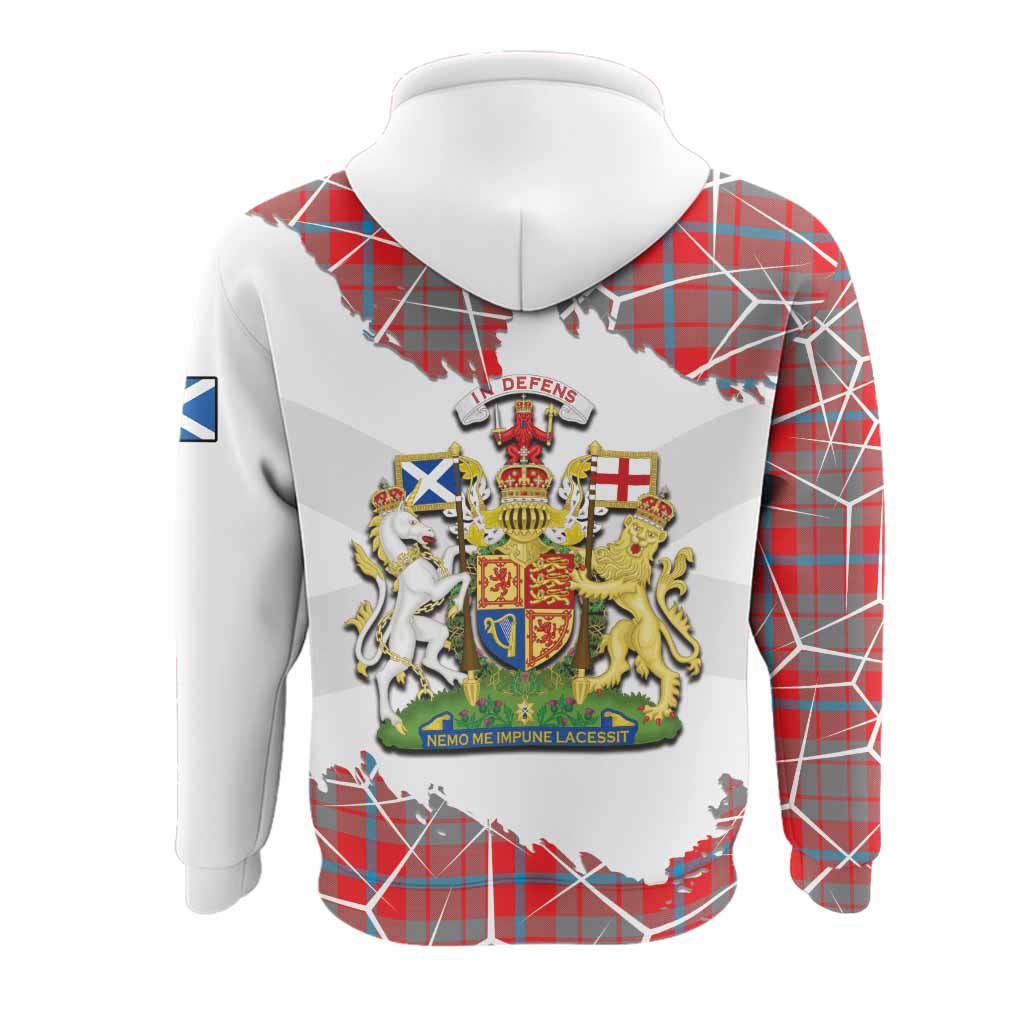 Moubray Tartan Hoodie with Family Crest and Lion Rampant Grunge Style