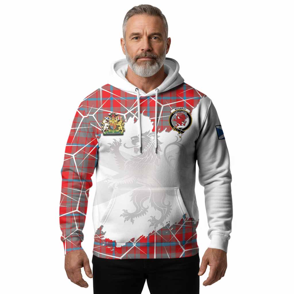 Moubray Tartan Hoodie with Family Crest and Lion Rampant Grunge Style