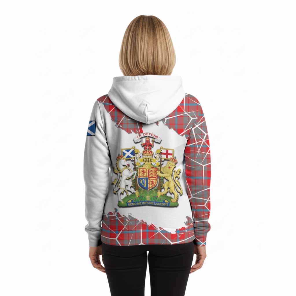 Moubray Tartan Hoodie with Family Crest and Lion Rampant Grunge Style
