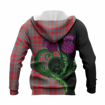 Moubray Tartan Knitted Hoodie Traditional Scottish Thistle
