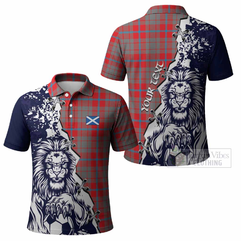 Moubray Tartan Scottish Polo Shirt Angry Lion With Soccer Ball Style