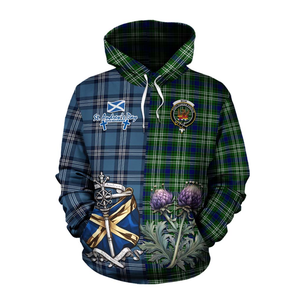 Mow Tartan Cotton Hoodie Happy St. Andrew's Day Half Tartan Style Pullover Hoodie XS - Tartan Vibes Clothing