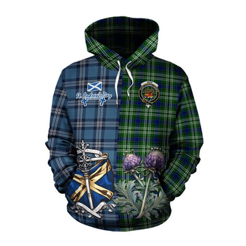 Mow Tartan Cotton Hoodie Happy St. Andrew's Day Half Tartan Style Pullover Hoodie XS - Tartan Vibes Clothing