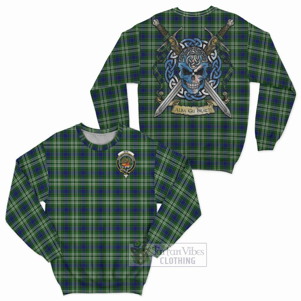 Mow Tartan Sweatshirt with Family Crest Celtic Skull Style Unisex - Tartan Vibes Clothing