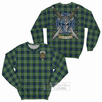Mow Tartan Sweatshirt with Family Crest Celtic Skull Style Unisex - Tartan Vibes Clothing