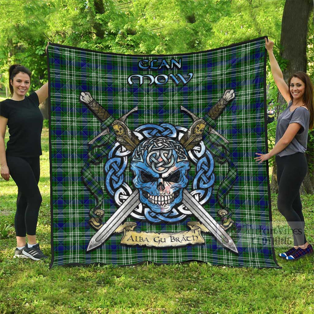 Mow Tartan Quilt with Celtic Skull Alba Gu Brath Style Super King Quilt 91" x 110" - Tartan Vibes Clothing