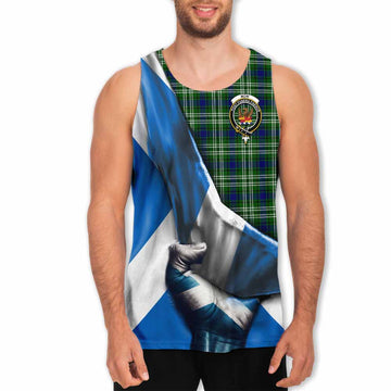 Mow Tartan Men's Tank Top with Family Crest Scotland Patriotic Style Men - Tartan Vibes Clothing