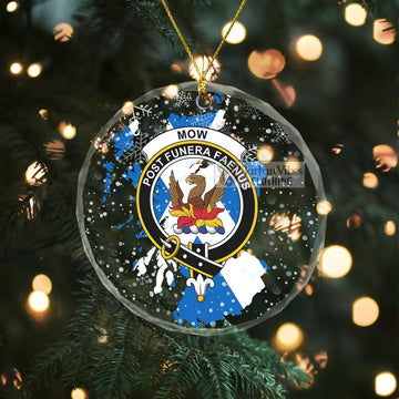 Mow Clan Crest Christmas Glass Ornament with Scotland Map Transparent Glass Circle - 2D-tartanvibesclothing