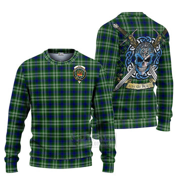 Mow Tartan Ugly Sweater with Family Crest Celtic Skull Style Unisex - Tartan Vibes Clothing