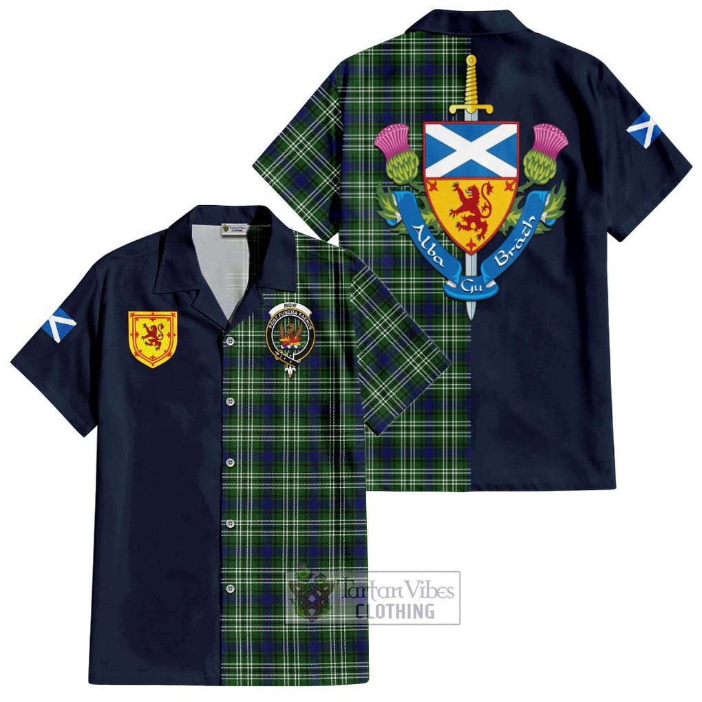 Mow Tartan Hawaiian Shirt Alba with Scottish Lion Royal Arm Half Style Kid - Tartan Vibes Clothing