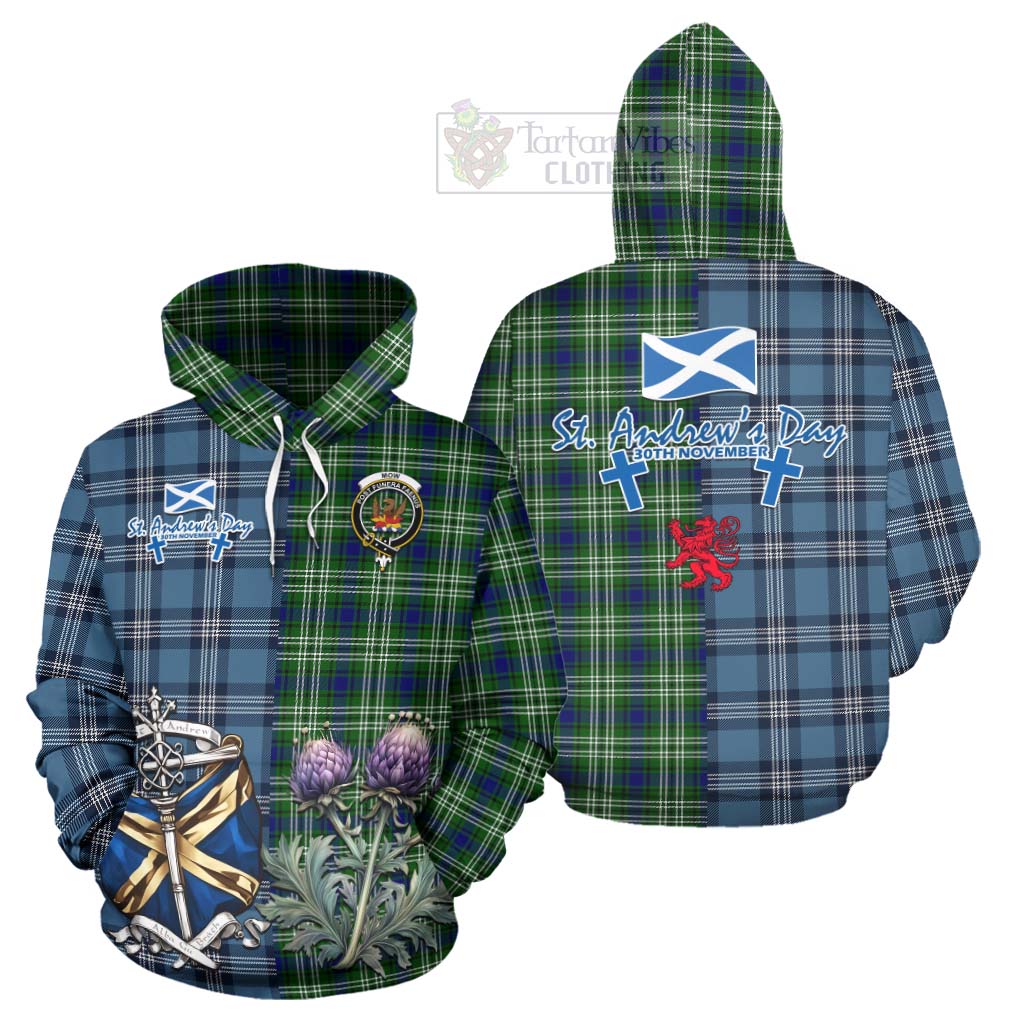 Mow Tartan Hoodie Happy St. Andrew's Day Half Tartan Style Zip Hoodie - Tartan Vibes Clothing