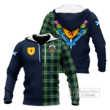 Mow Tartan Knitted Hoodie Alba with Scottish Lion Royal Arm Half Style Unisex Knitted Pullover Hoodie - Tartan Vibes Clothing