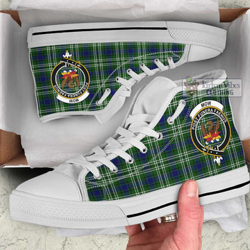 Mow Tartan High Top Shoes with Family Crest Kid High Top - White Sole - Tartan Vibes Clothing