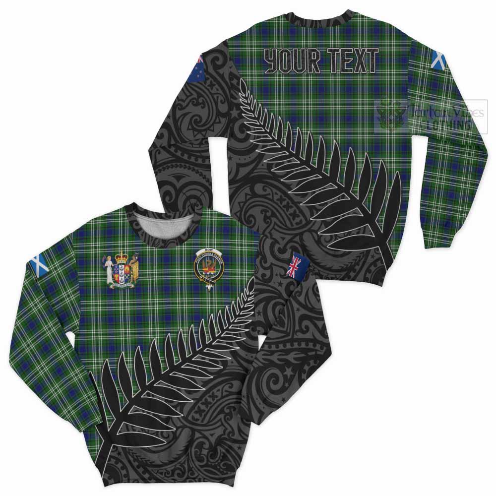 Mow Crest Tartan Sweatshirt with New Zealand Silver Fern Half Style Unisex - Tartan Vibes Clothing