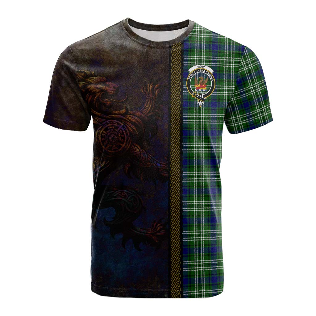 Tartan Vibes Clothing Mow Tartan Family Crest Cotton T-shirt Alba Gu Brath Be Brave Lion Ancient Style