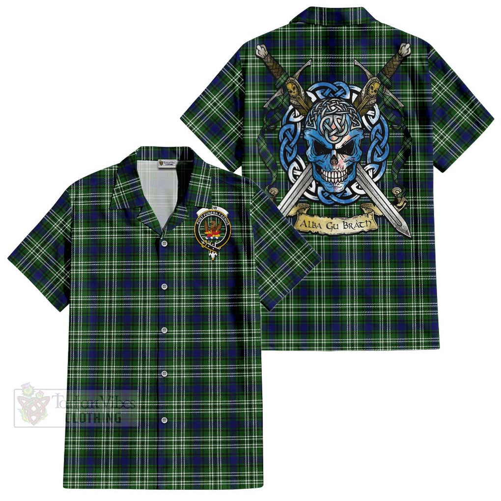 Mow Tartan Hawaiian Shirt with Family Crest Celtic Skull Style Kid - Tartan Vibes Clothing